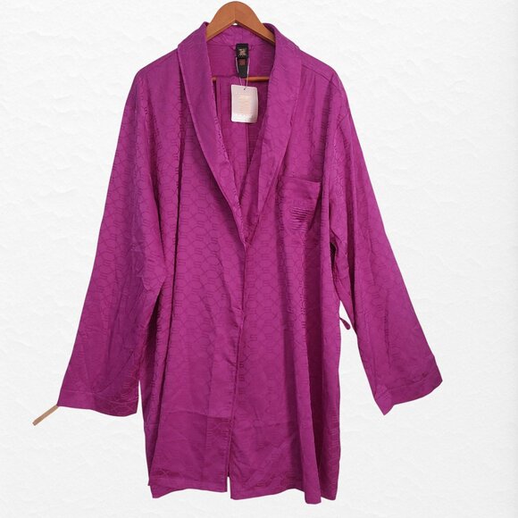 Savage X Fenty Mens Purple Lounge Set Smoking Jacket Pants XL New Satin Luxe - Picture 2 of 12